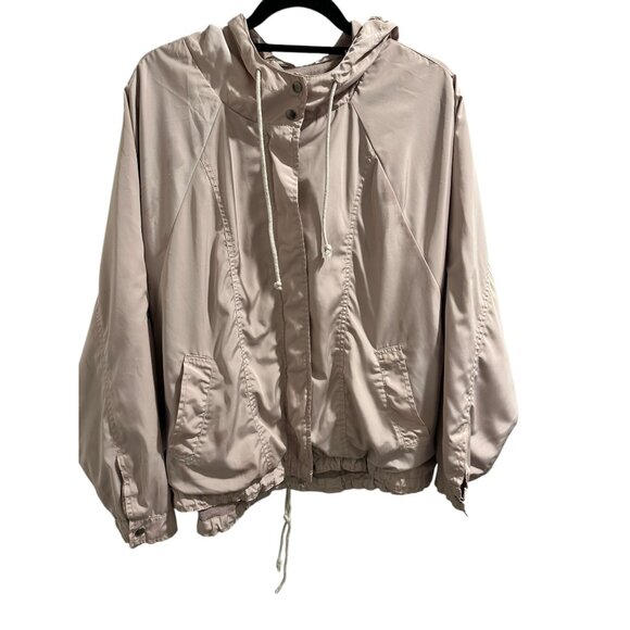 👗 2/$30Dusty Rose Lilac Hooded Windbreaker Jacket With Drawstring Hem & Pockets - Picture 1 of 11